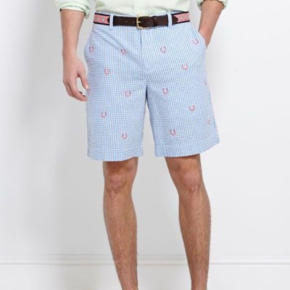 Vineyard Vines Horseshoe Gingham Breaker Short for Kentucky Derby